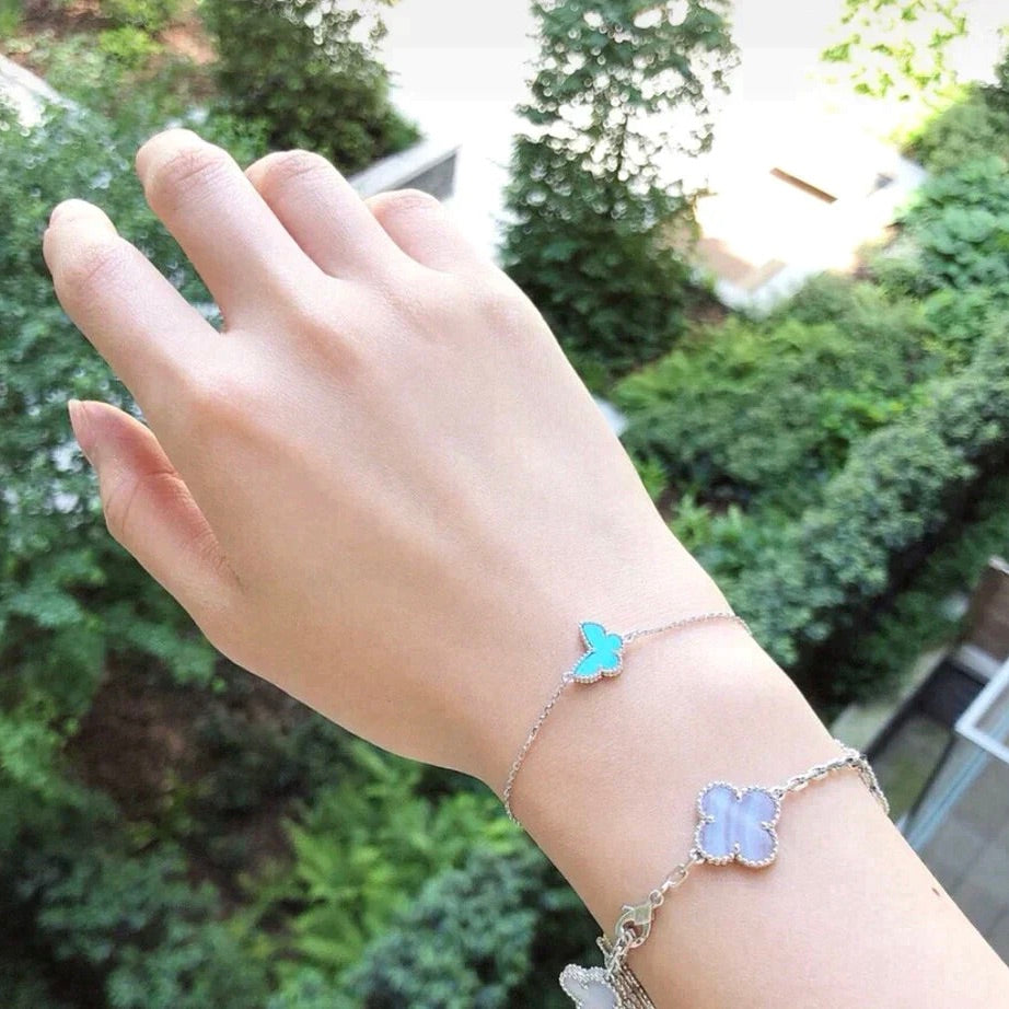VCA BUTTERFLY TURQUOISE BUTTERFLY BRACELET SILVER