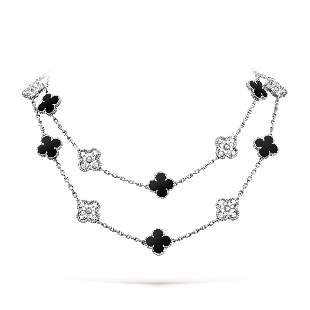 VCA CLOVER 20 MOTIFS ONYX DIAMOND SILVER