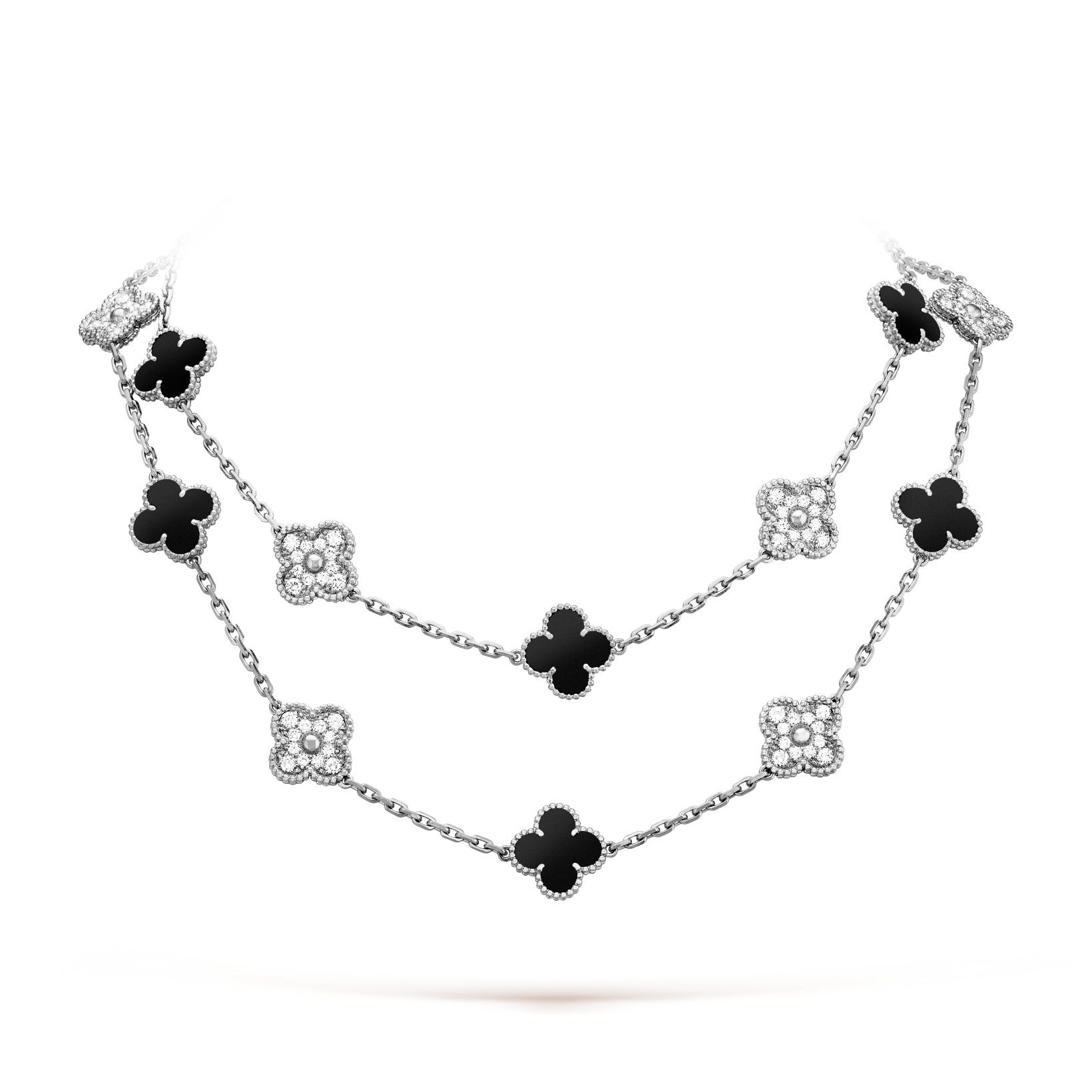 VCA CLOVER 20 MOTIFS ONYX DIAMOND SILVER