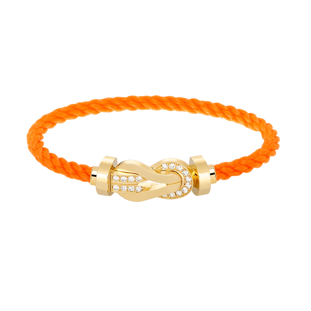 FRED CHANCE LARGE 8 FIGURE BUCKLE HALF DIAMOND BRACELET GOLD