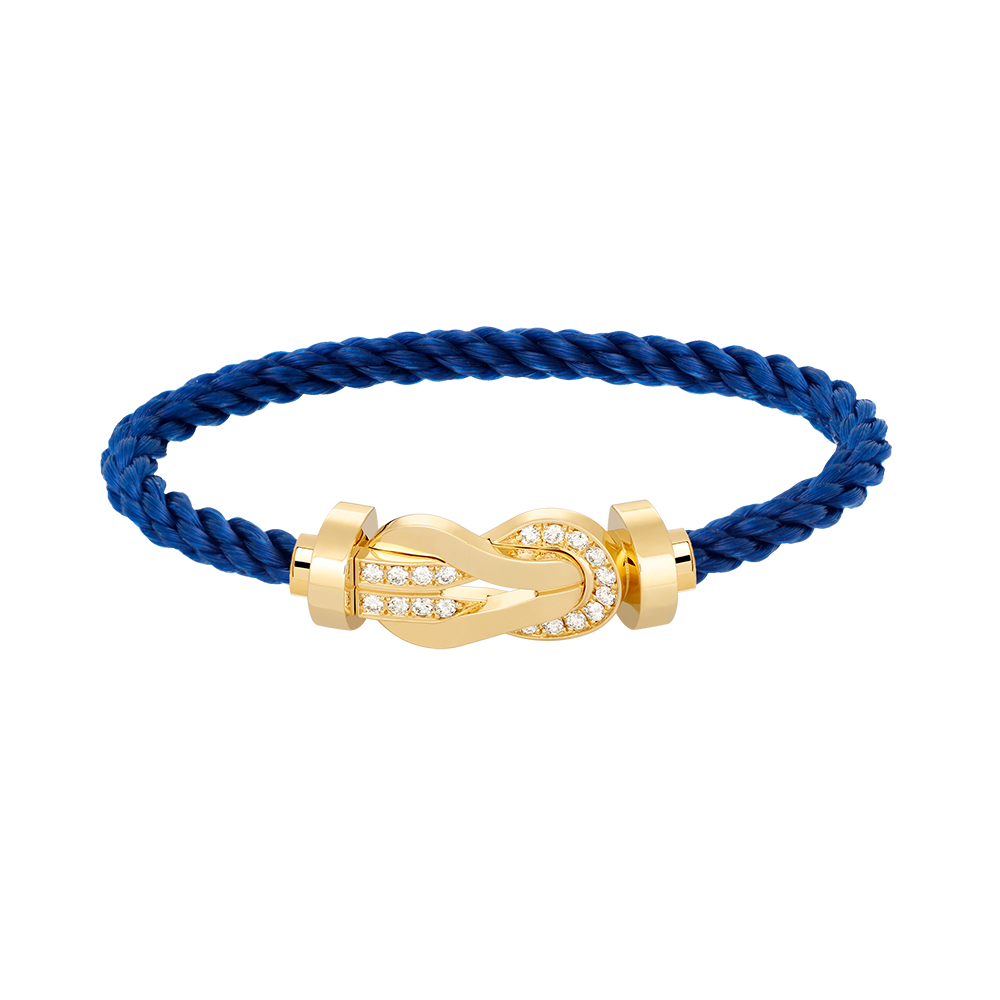 FRED CHANCE LARGE 8 FIGURE BUCKLE HALF DIAMOND BRACELET GOLD