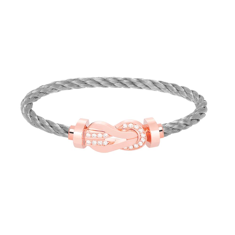 FRED CHANCE LARGE 8 FIGURE BUCKLE HALF DIAMOND BRACELET ROSE GOLD