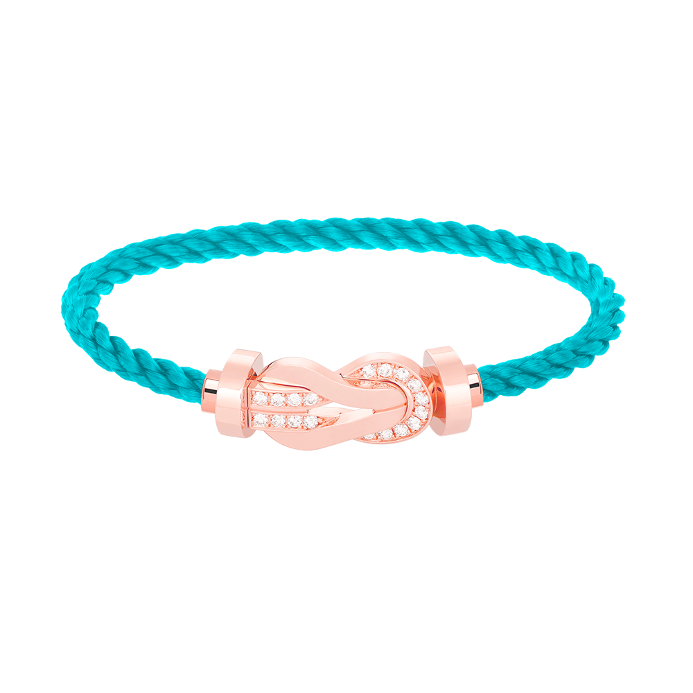 FRED CHANCE LARGE 8 FIGURE BUCKLE HALF DIAMOND BRACELET ROSE GOLD
