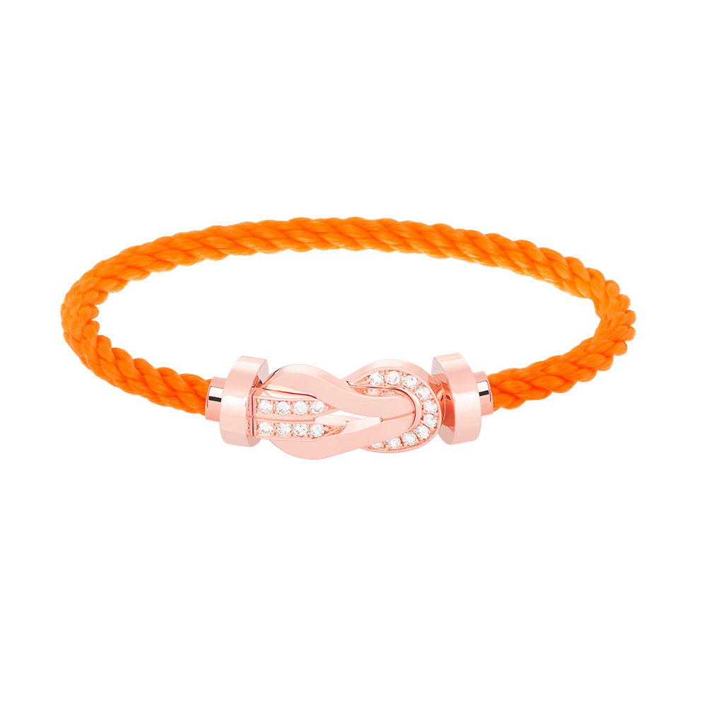 FRED CHANCE LARGE 8 FIGURE BUCKLE HALF DIAMOND BRACELET ROSE GOLD