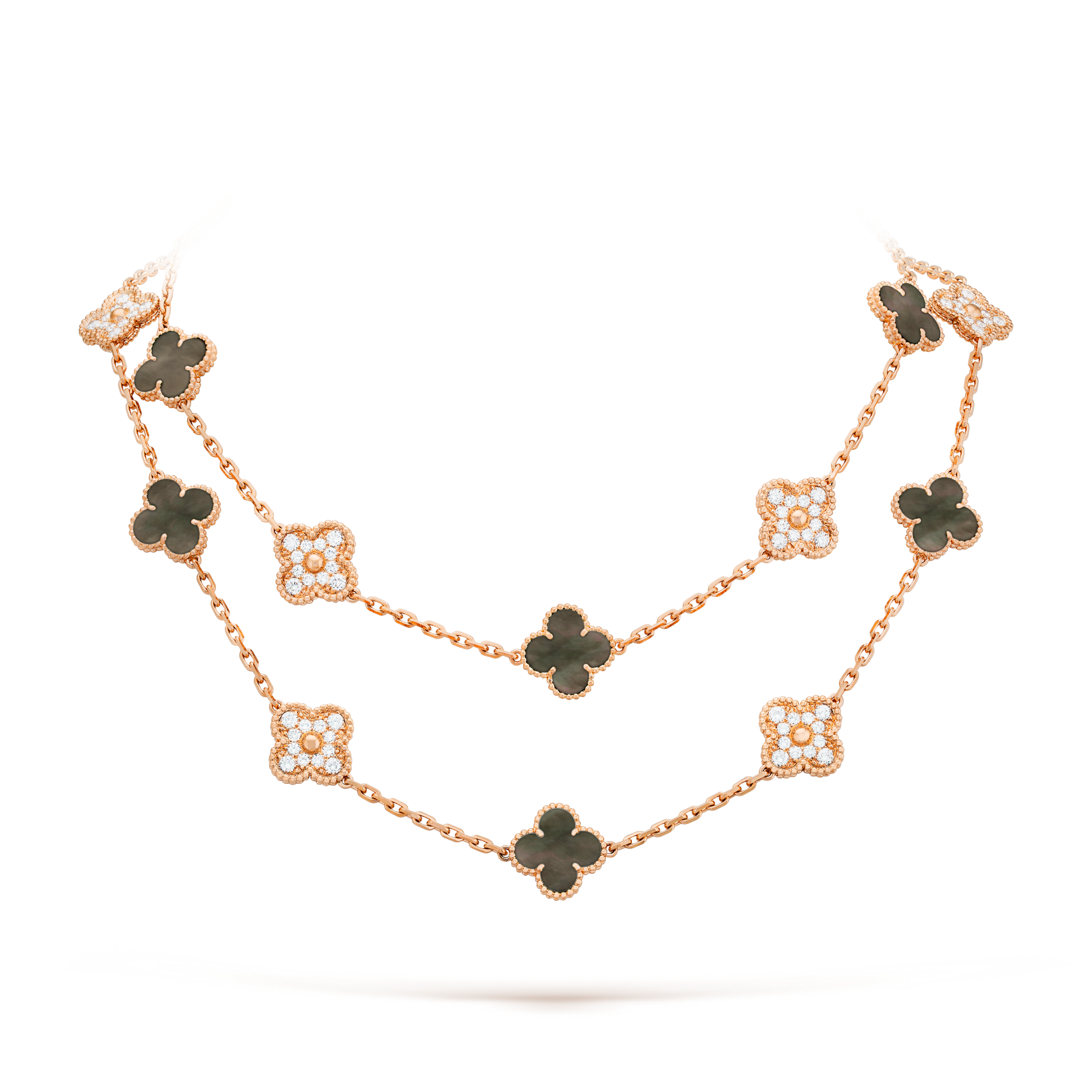 VCA CLOVER 20 MOTIFS DARK MOP DIAMOND NECKLACE