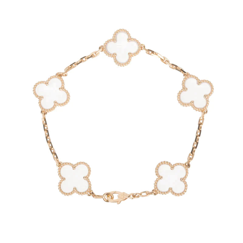 VCA CLOVER 5 MOTIF ROCK CRYSTAL BRACELET