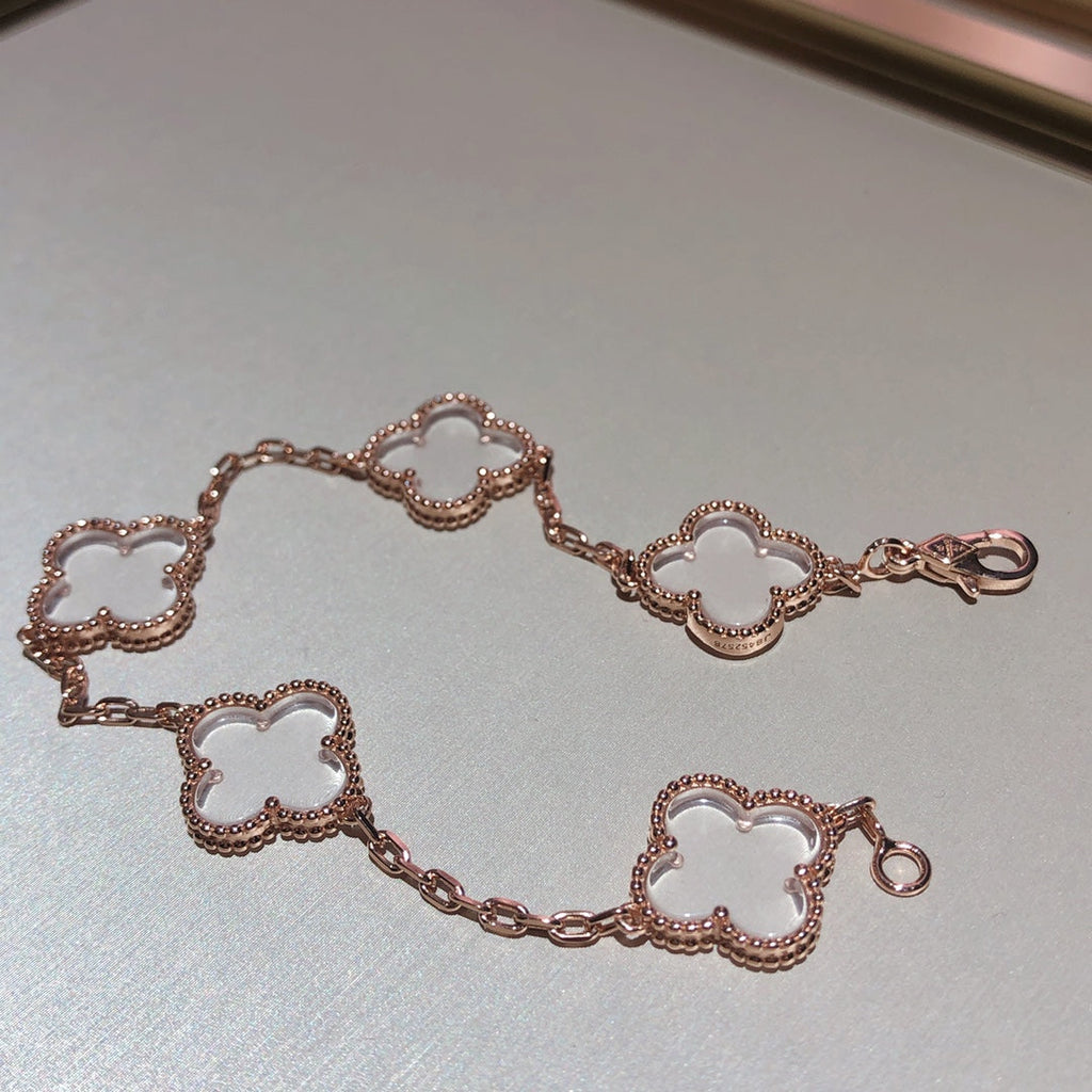 VCA CLOVER 5 MOTIF ROCK CRYSTAL BRACELET