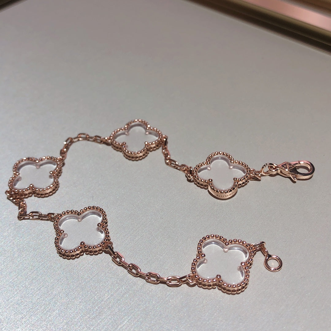 VCA CLOVER 5 MOTIF ROCK CRYSTAL BRACELET