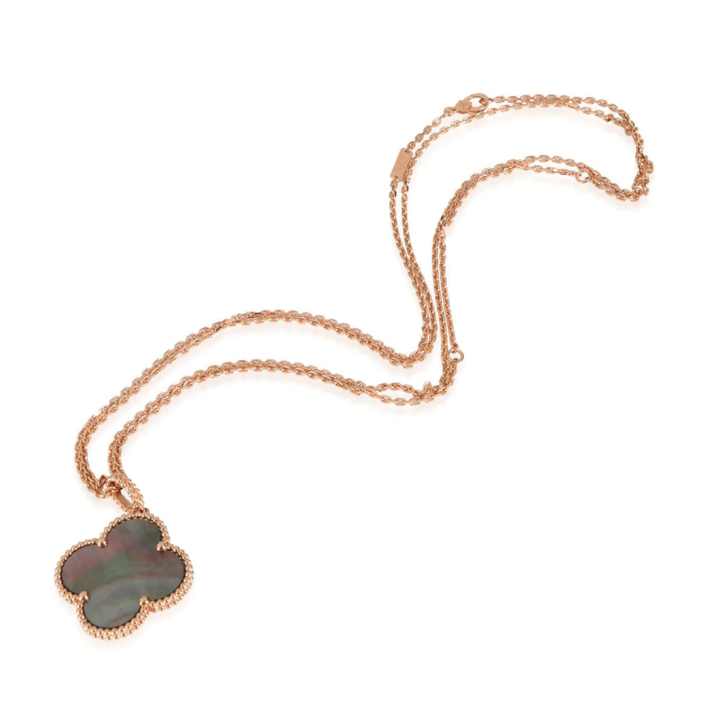 VCA CLOVER 25MM GOLD DARK MOP BIG CLOVER NECKLACE
