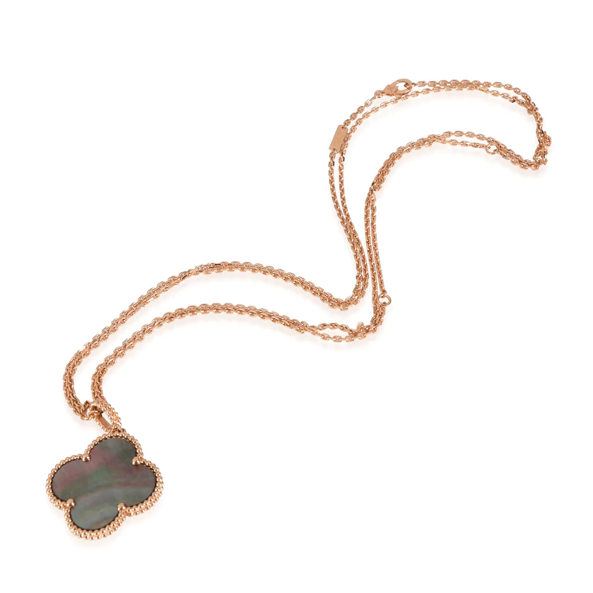 VCA CLOVER 25MM GOLD DARK MOP BIG CLOVER NECKLACE