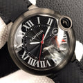 CARTIER BALLON BLEU DATE 42MM AUTOMATIC STEEL PVD CASE BLACK DIAL