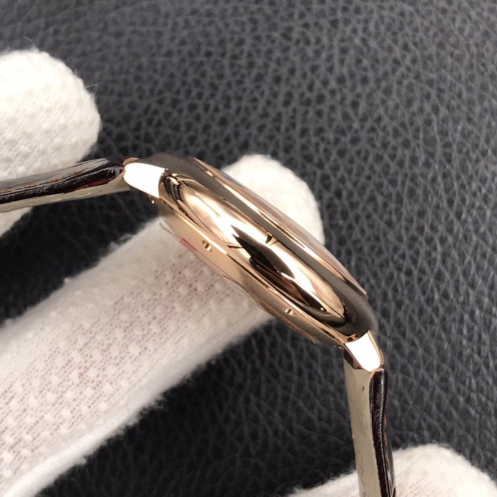 CARTIER BALLON BLEU 33MM AUTOMATIC ROSE GOLD CASE BROWN LEATHER