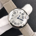 CARTIER BALLON BLANC DE CATIER QUARTZ STEEL CASE GREY LEATHER