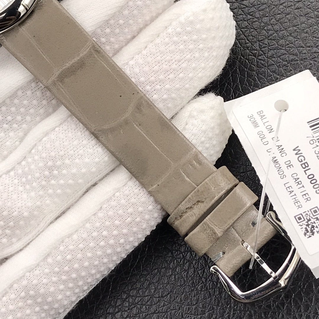CARTIER BALLON BLANC DE CATIER QUARTZ STEEL CASE GREY LEATHER
