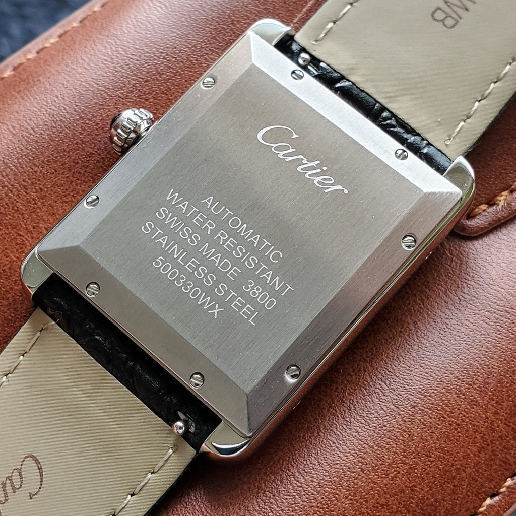 CARTIER TANK SOLO XI 41 STEEL CASE BLACK LEATHER STRAP