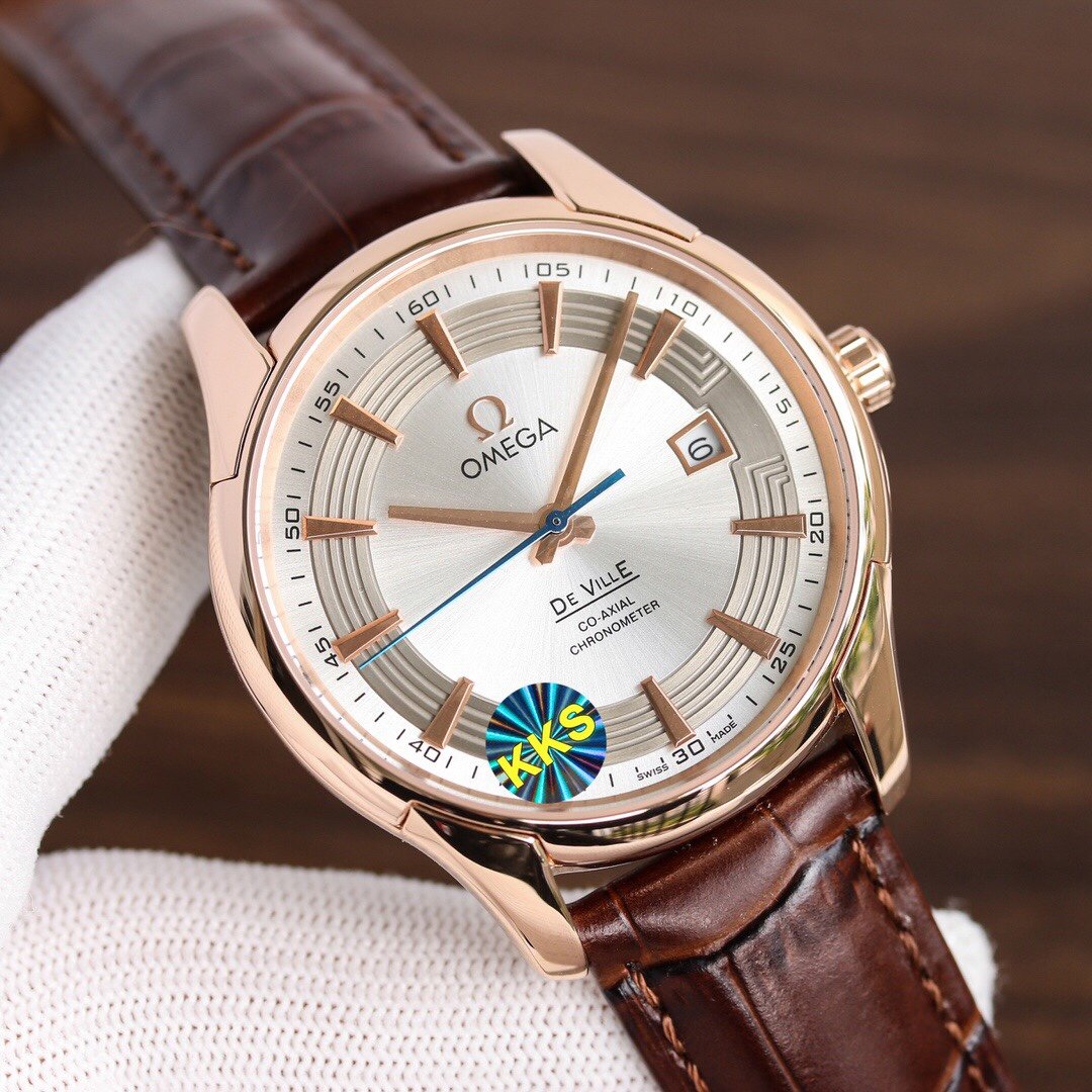 CARTIER DE VILLE HOUR VISION 41MM ROSE GOLD CASE LEATHER STRAP