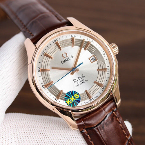 CARTIER DE VILLE HOUR VISION 41MM ROSE GOLD CASE LEATHER STRAP