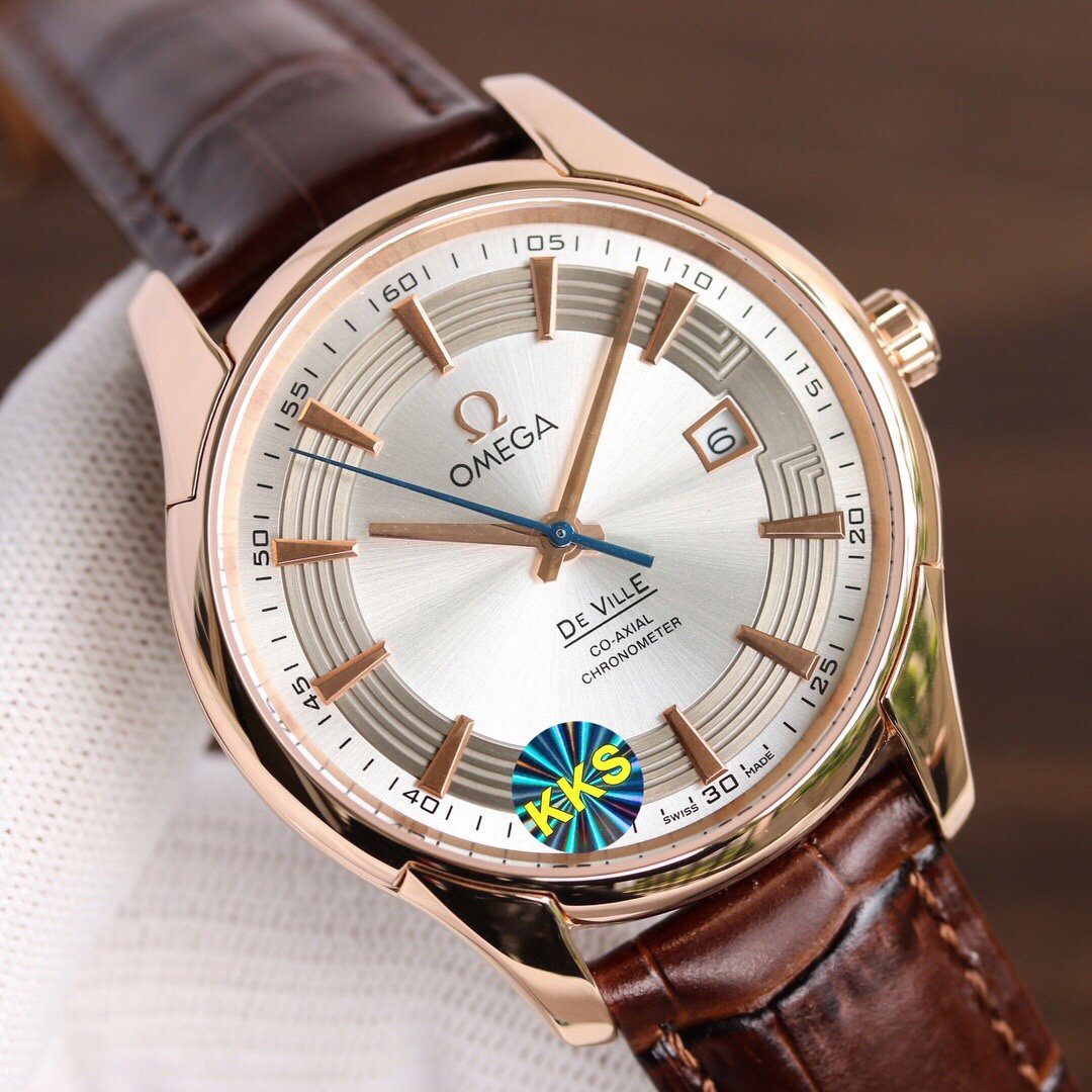 CARTIER DE VILLE HOUR VISION 41MM ROSE GOLD CASE LEATHER STRAP