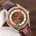 CARTIER DE VILLE HOUR VISION 41MM ROSE GOLD CASE LEATHER STRAP