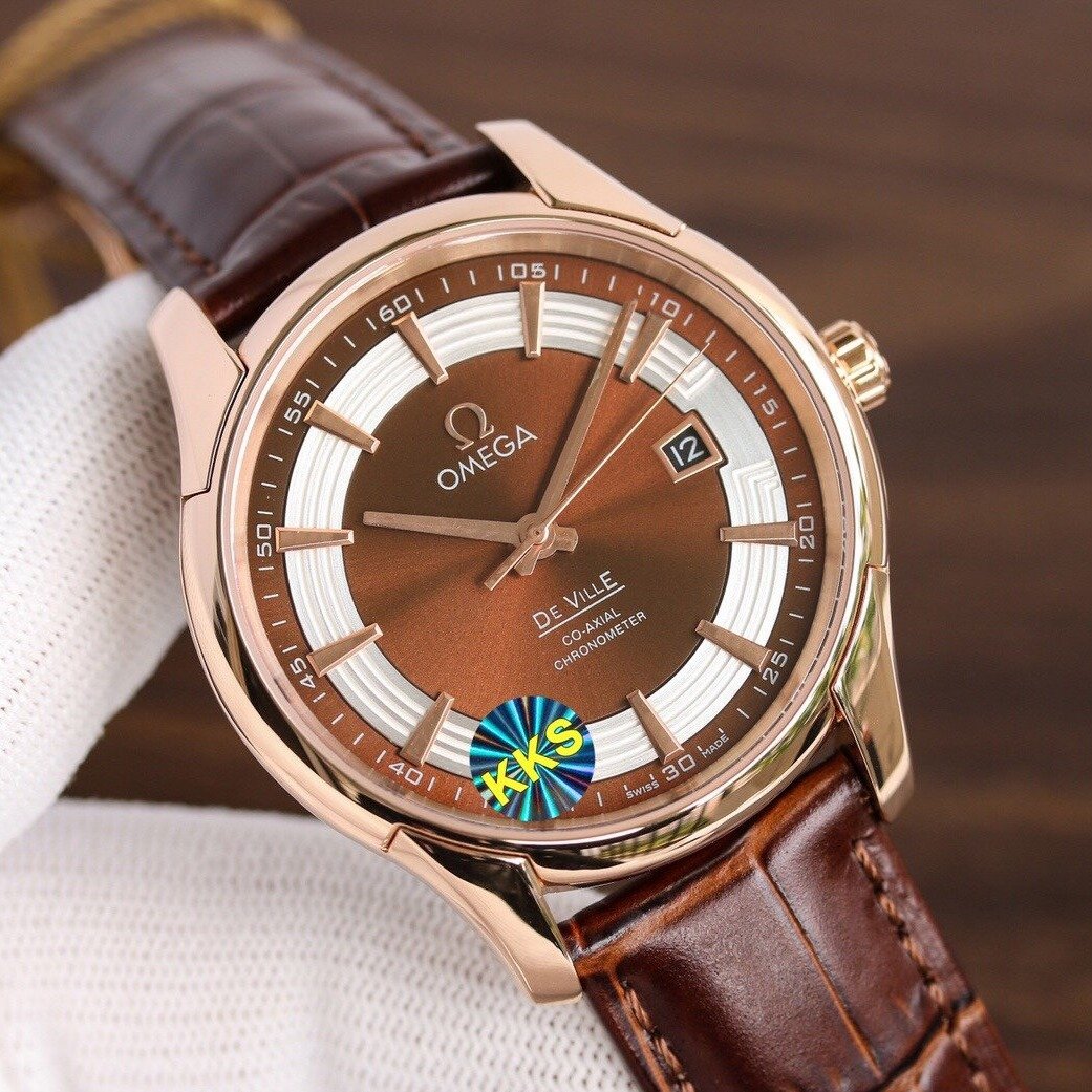 CARTIER DE VILLE HOUR VISION 41MM ROSE GOLD CASE LEATHER STRAP