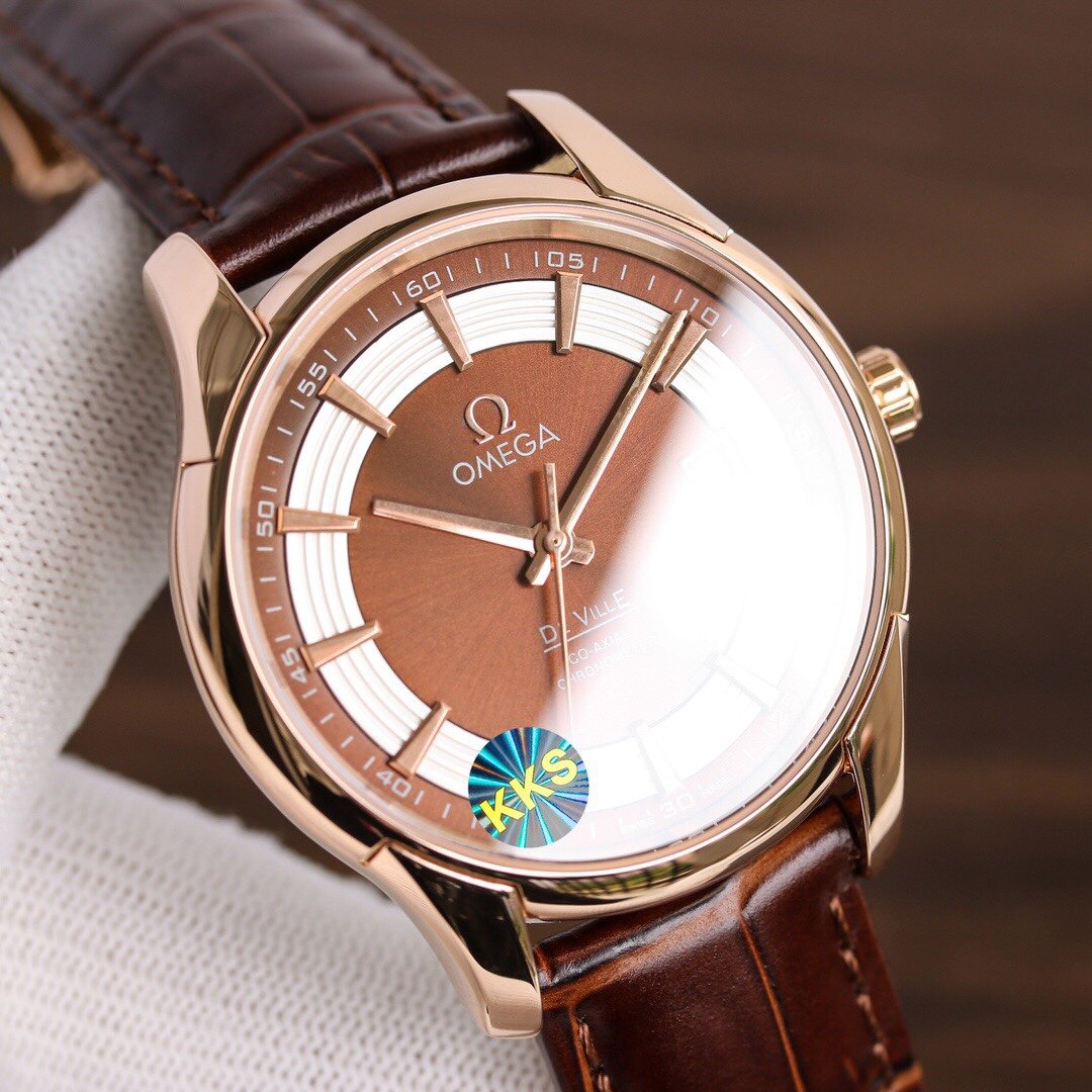 CARTIER DE VILLE HOUR VISION 41MM ROSE GOLD CASE LEATHER STRAP