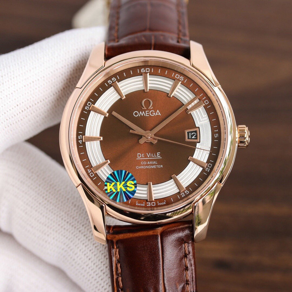 CARTIER DE VILLE HOUR VISION 41MM ROSE GOLD CASE LEATHER STRAP