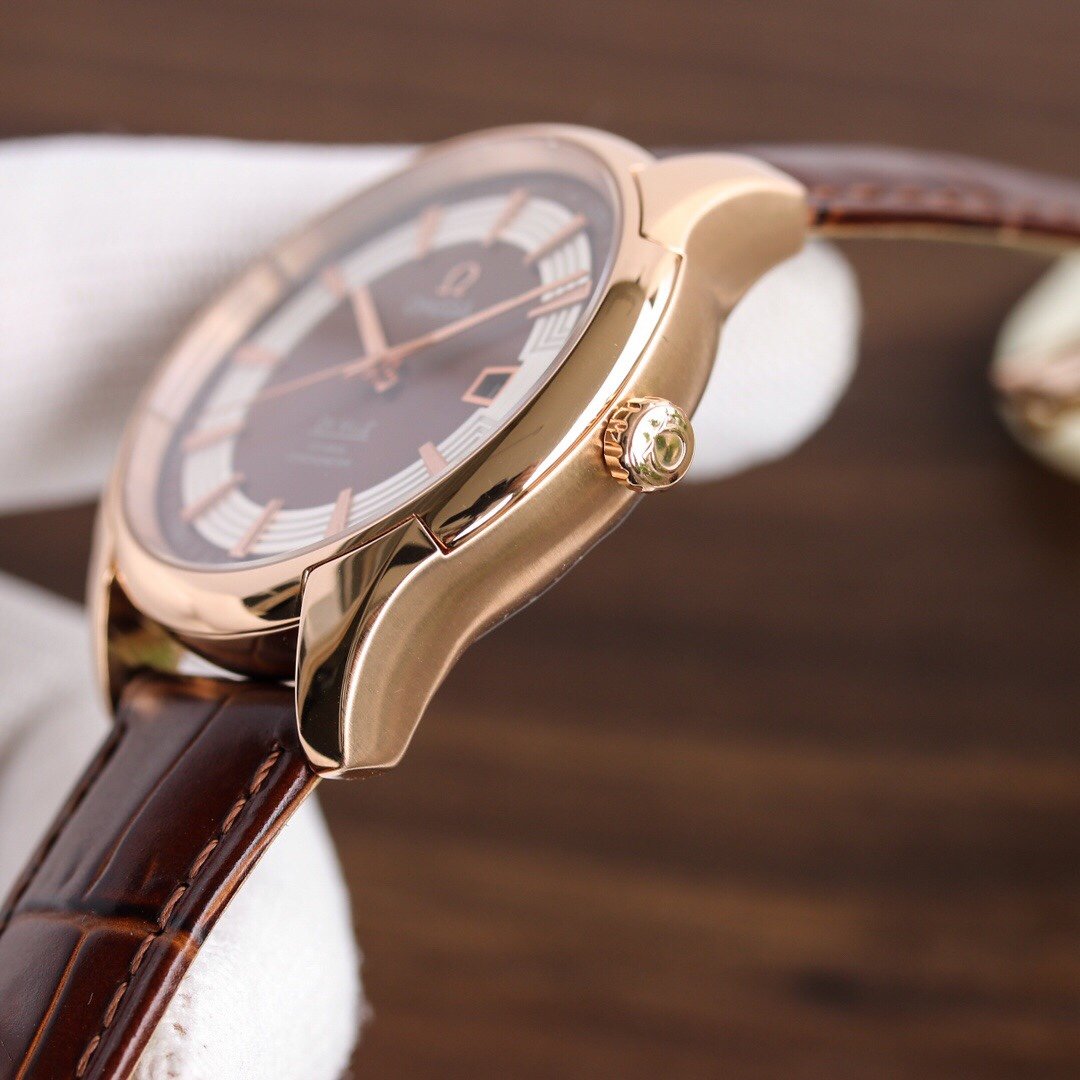 CARTIER DE VILLE HOUR VISION 41MM ROSE GOLD CASE LEATHER STRAP
