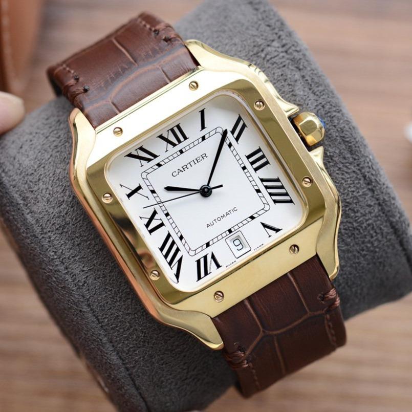 CARTIER SANTOS DE CARTIE 39MM GOLD CASE LEATHER STRAP