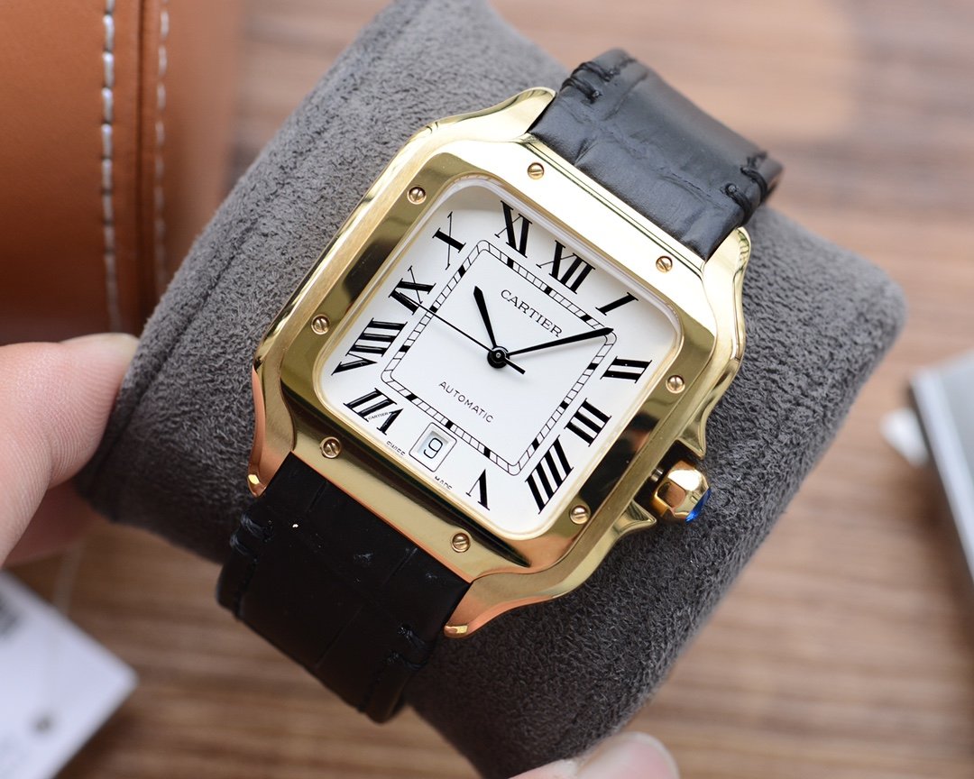CARTIER SANTOS DE CARTIE 39MM GOLD CASE LEATHER STRAP