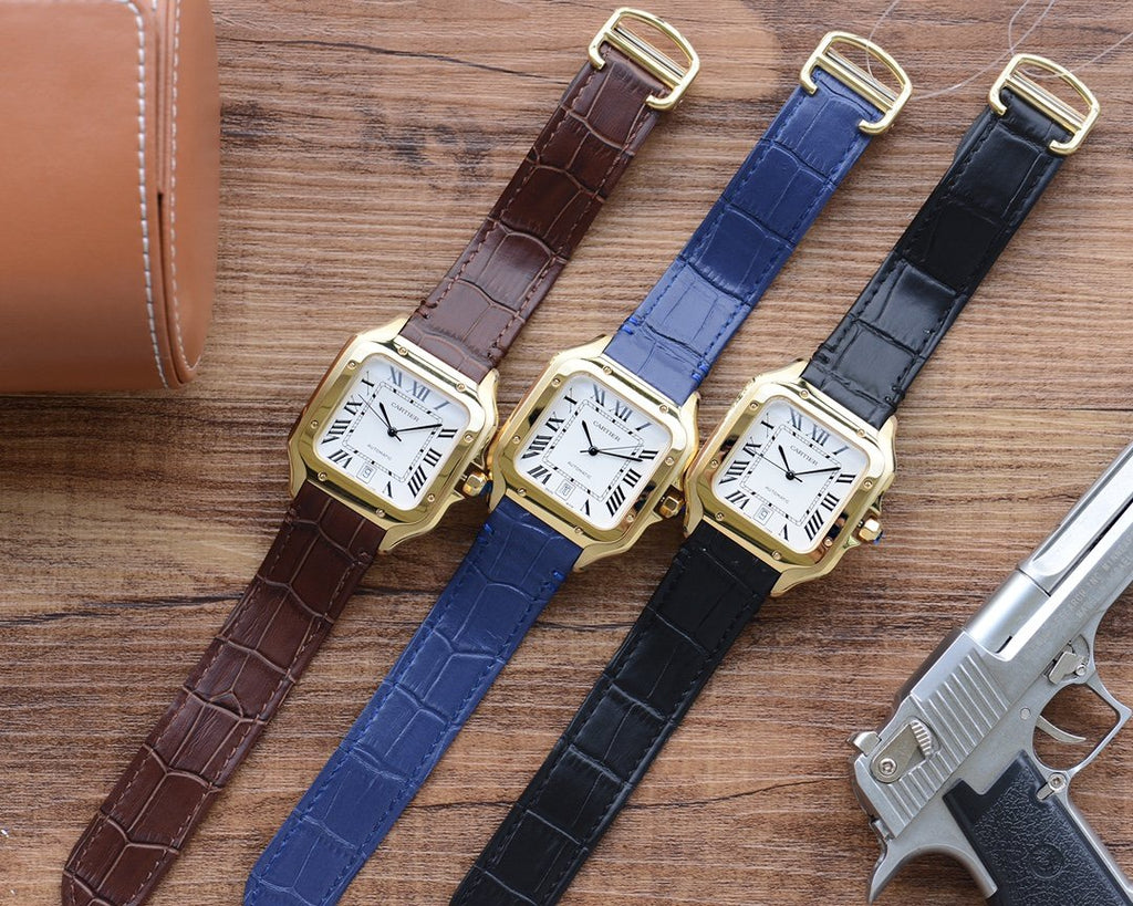 CARTIER SANTOS DE CARTIE 39MM GOLD CASE LEATHER STRAP