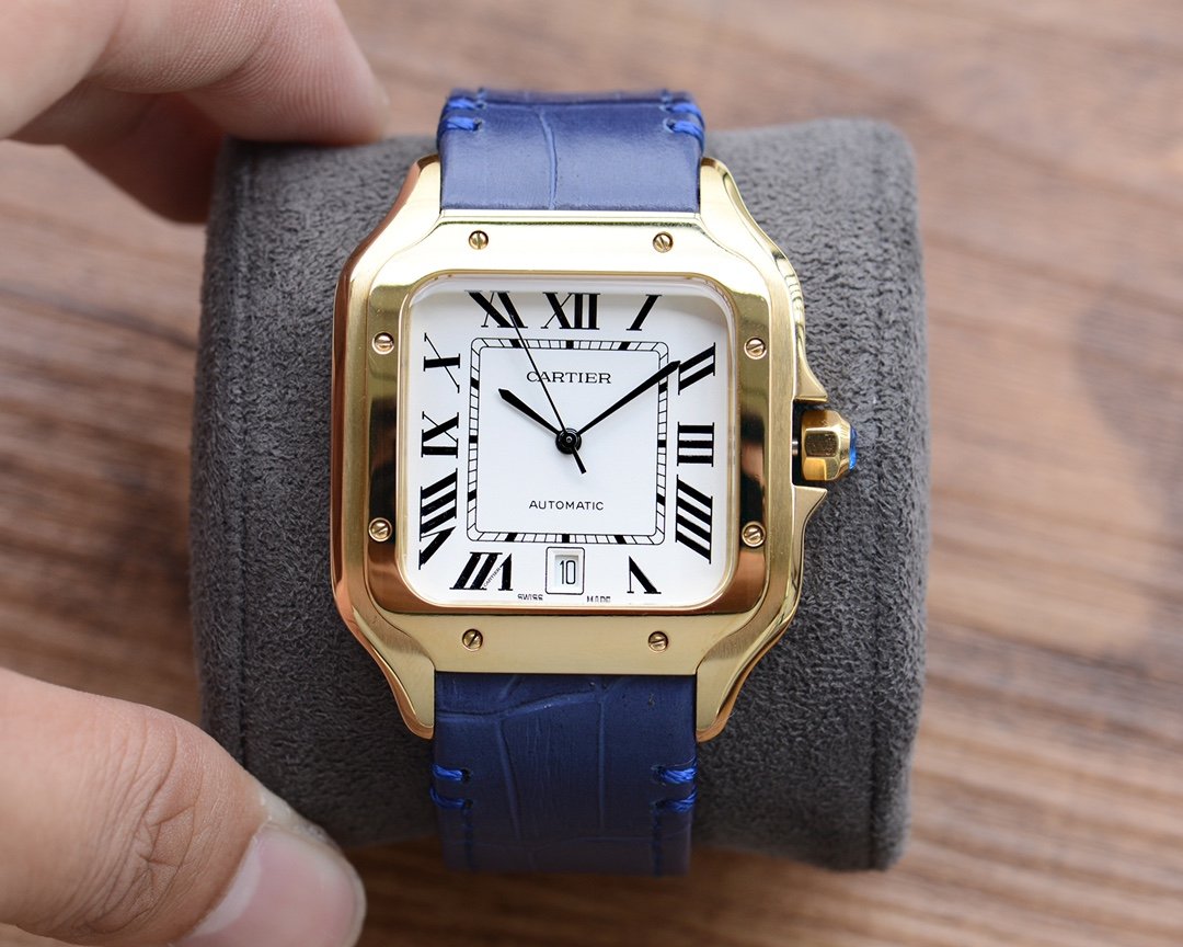 CARTIER SANTOS DE CARTIE 39MM GOLD CASE LEATHER STRAP