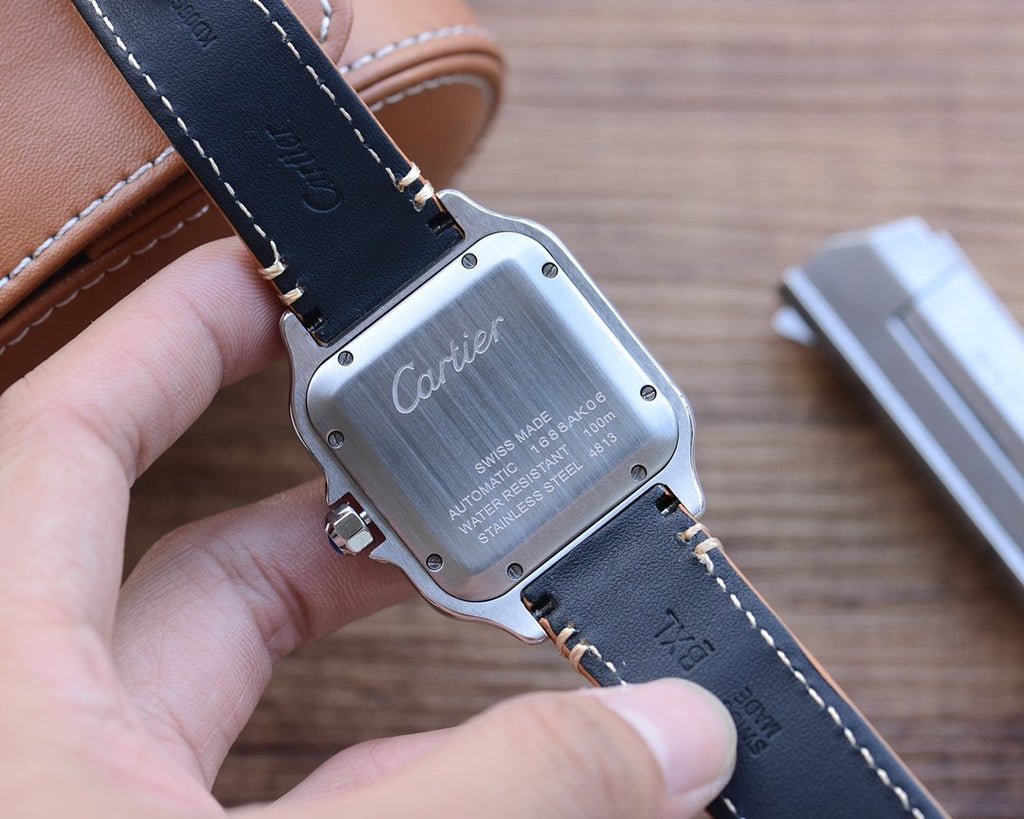 CARTIER SANTOS DE CARTIE 39MM GOLD STEEL CASE LEATHER STRAP