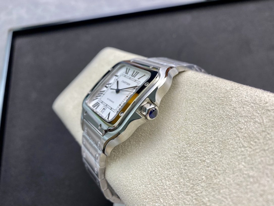 CARTIER SANTOS DE CARTIE LARGE STEEL CASE WHITE DIAL