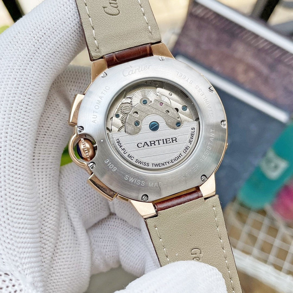CARTIER BALLON BLEU DAY-DATE ANNUAL CALENDAR 42 LEATHER STRAP