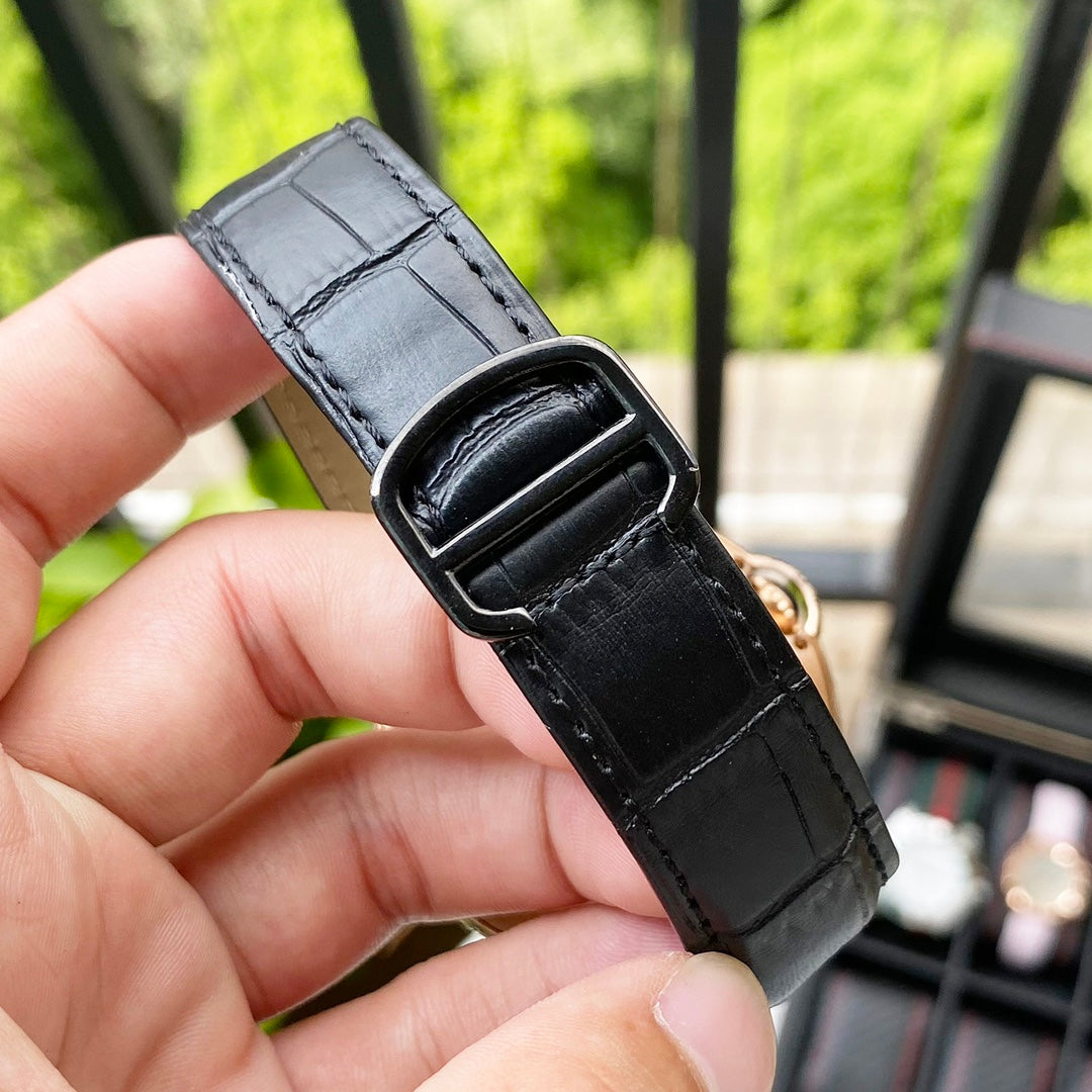 CARTIER BALLON BLEU 43 SKELETON HAND ENGRAVED LEATHER