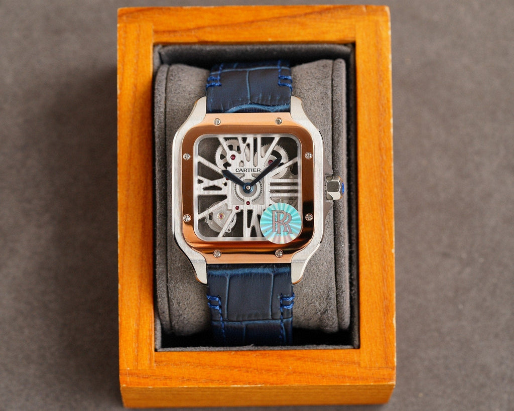 CARTIER SANTOS 2 TONE GOLD STEEL SKELETON