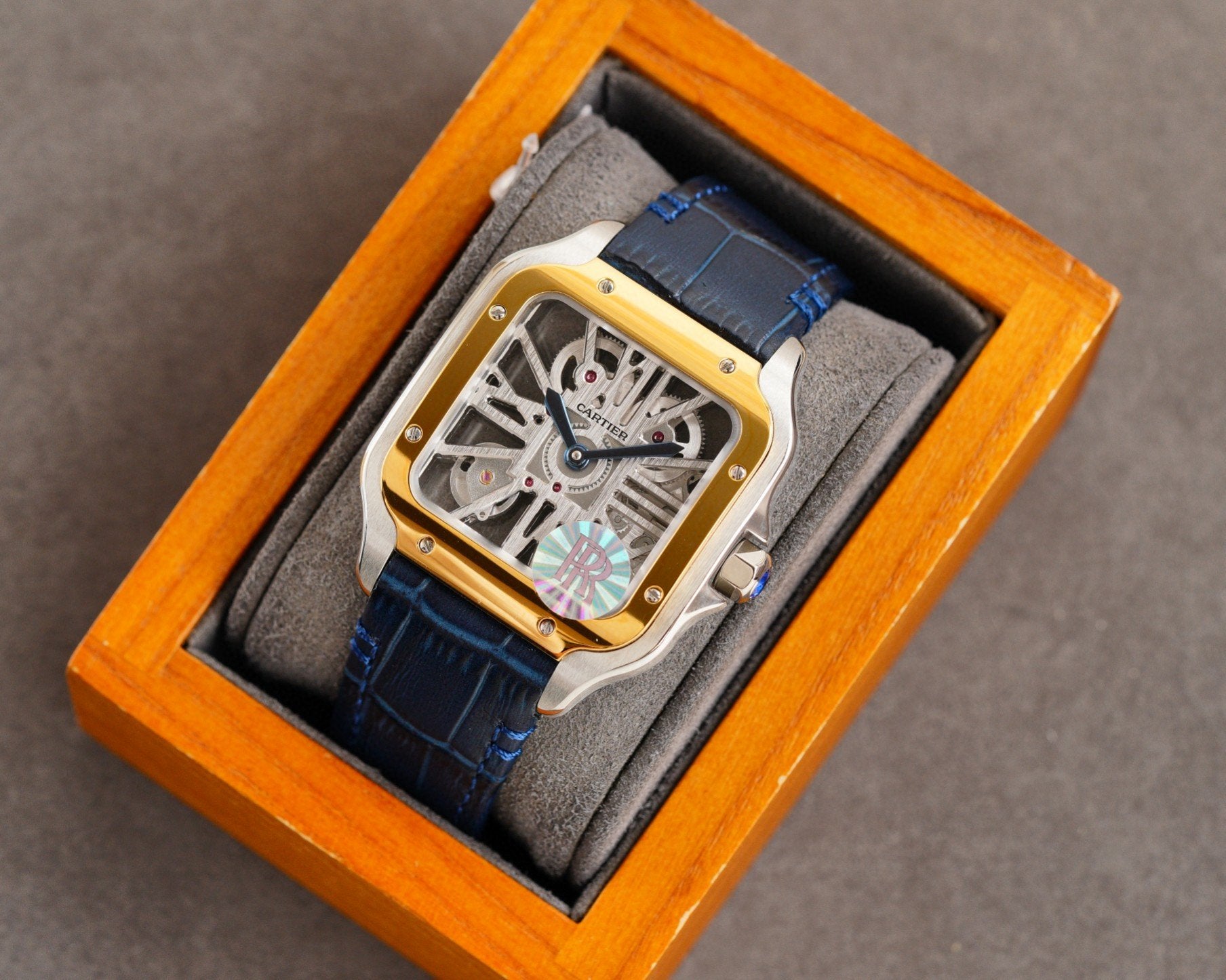 CARTIER SANTOS 2 TONE GOLD STEEL SKELETON