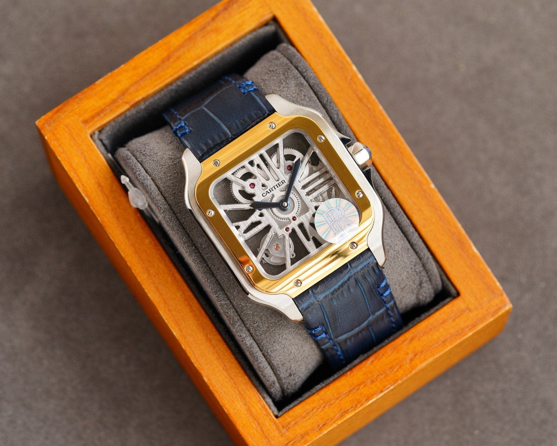 CARTIER SANTOS 2 TONE GOLD STEEL SKELETON