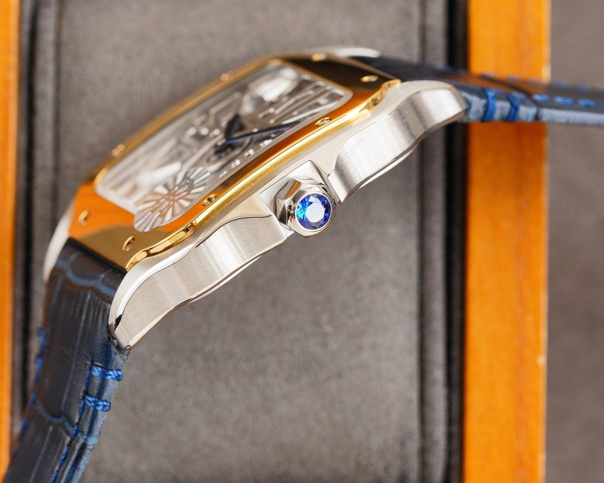 CARTIER SANTOS 2 TONE GOLD STEEL SKELETON