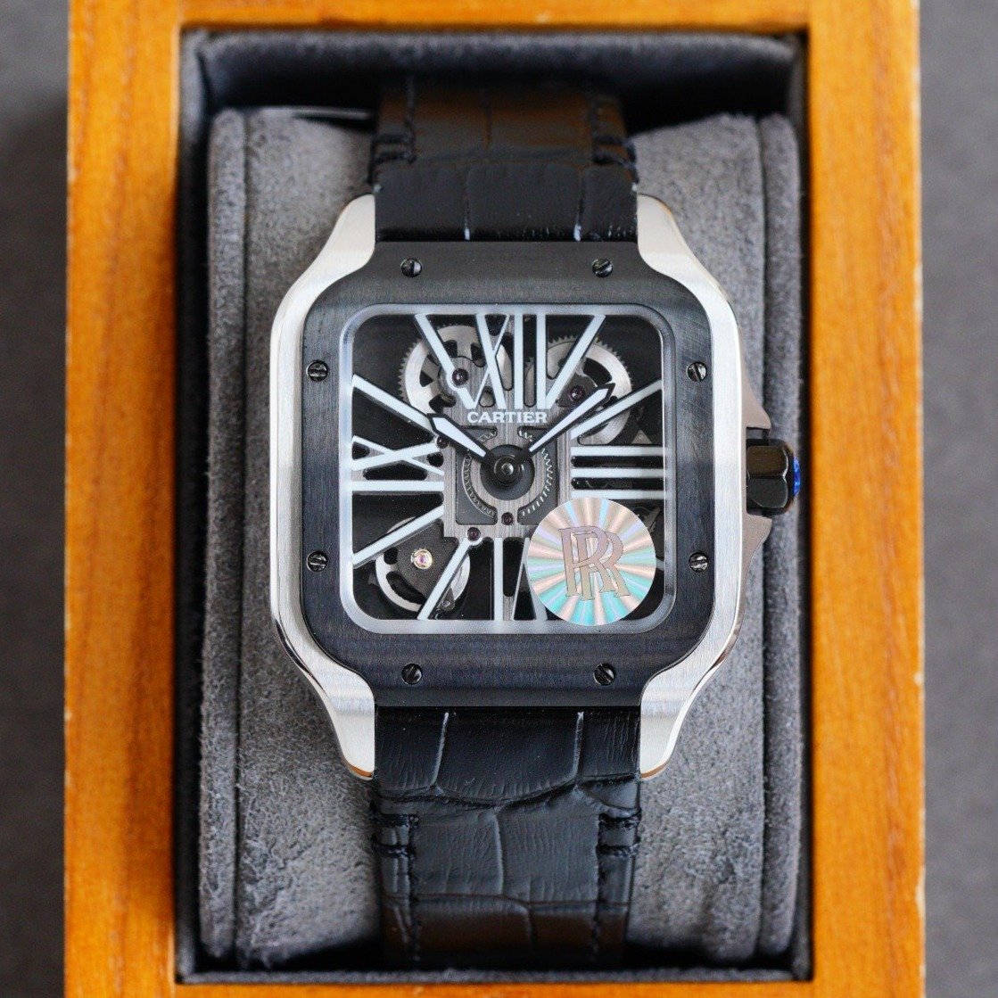 CARTIER SANTOS BLACK BEZEL SKELETON