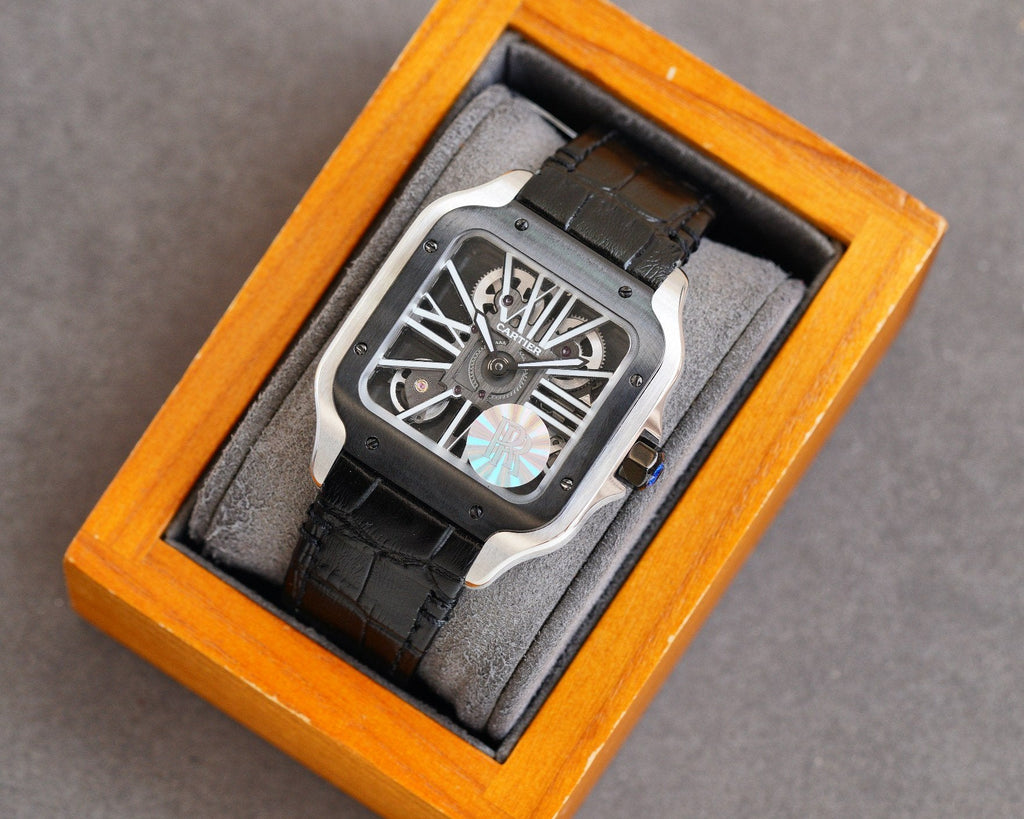 CARTIER SANTOS BLACK BEZEL SKELETON