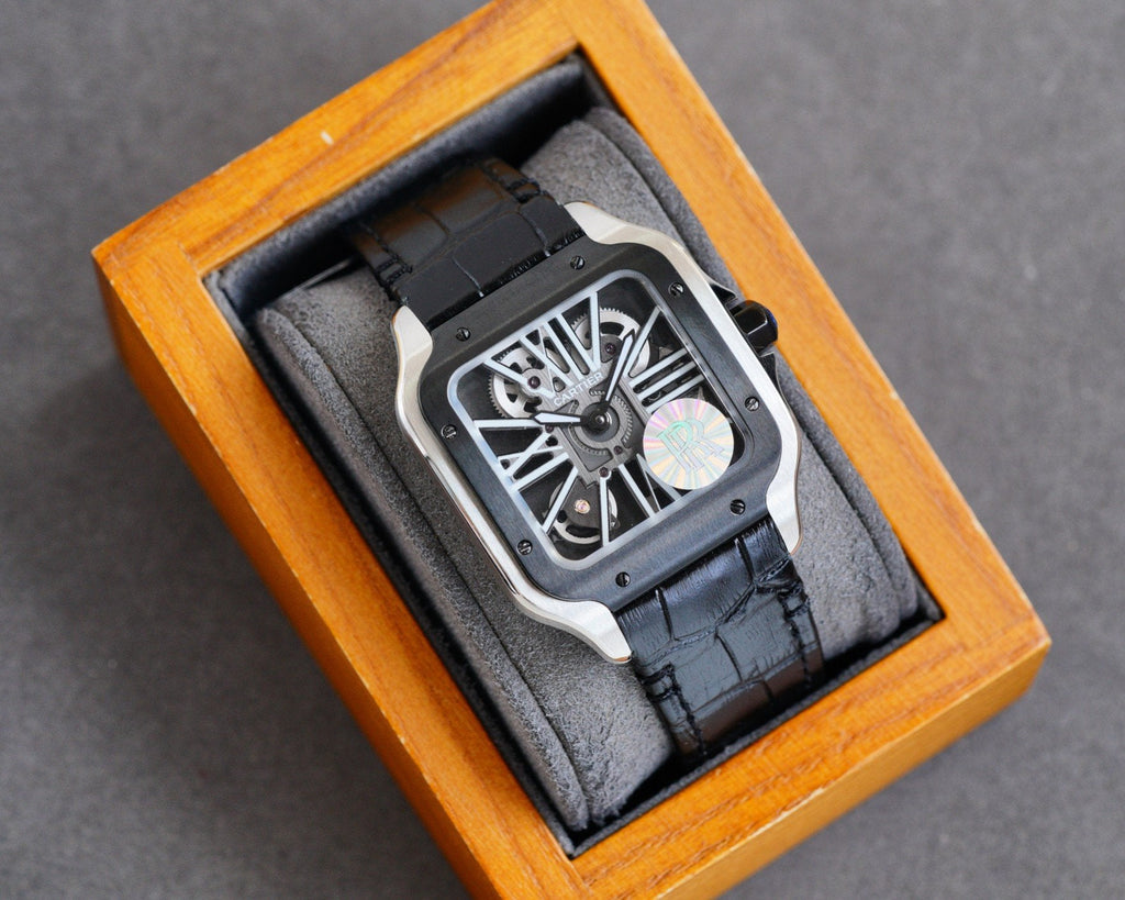 CARTIER SANTOS BLACK BEZEL SKELETON