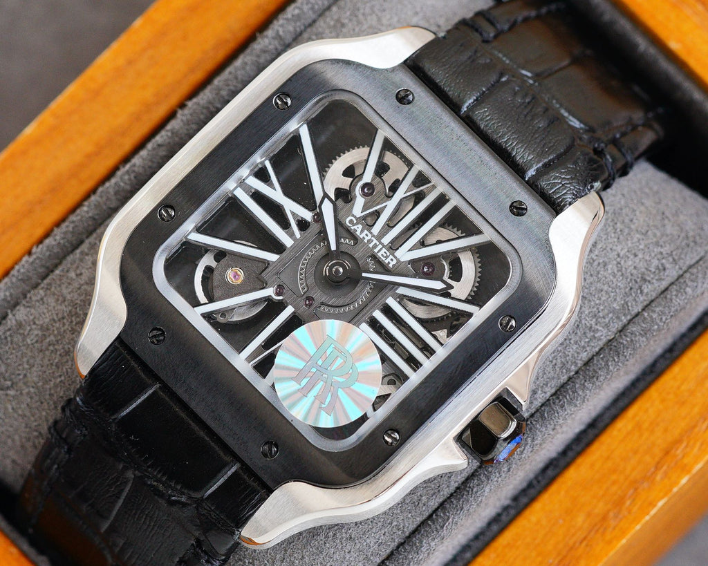 CARTIER SANTOS BLACK BEZEL SKELETON