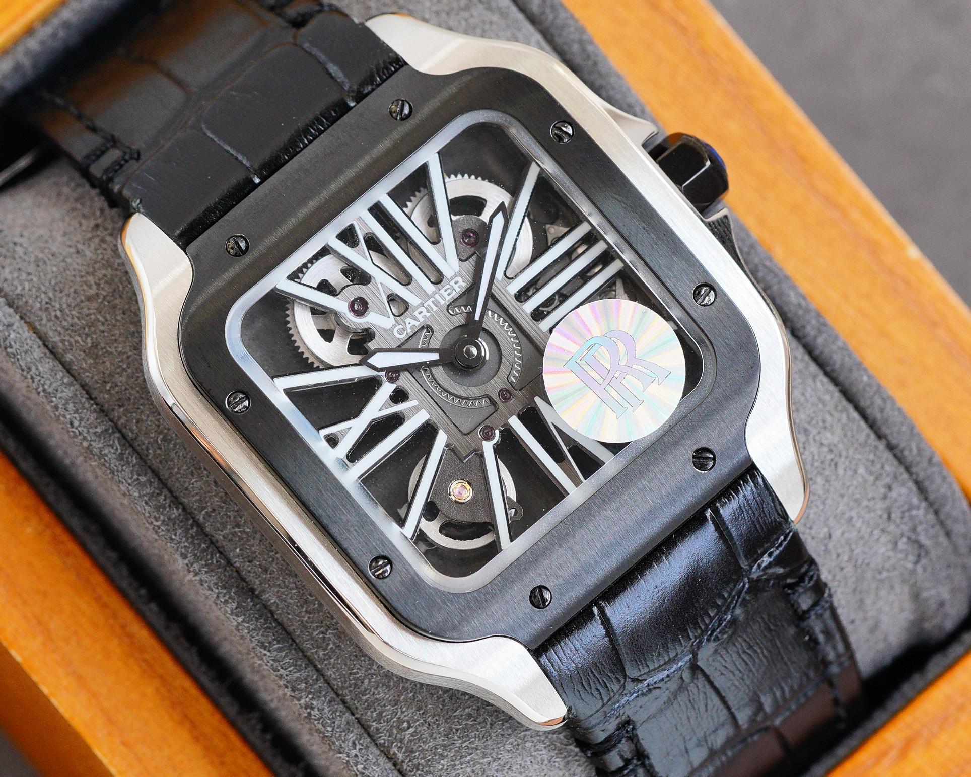 CARTIER SANTOS BLACK BEZEL SKELETON