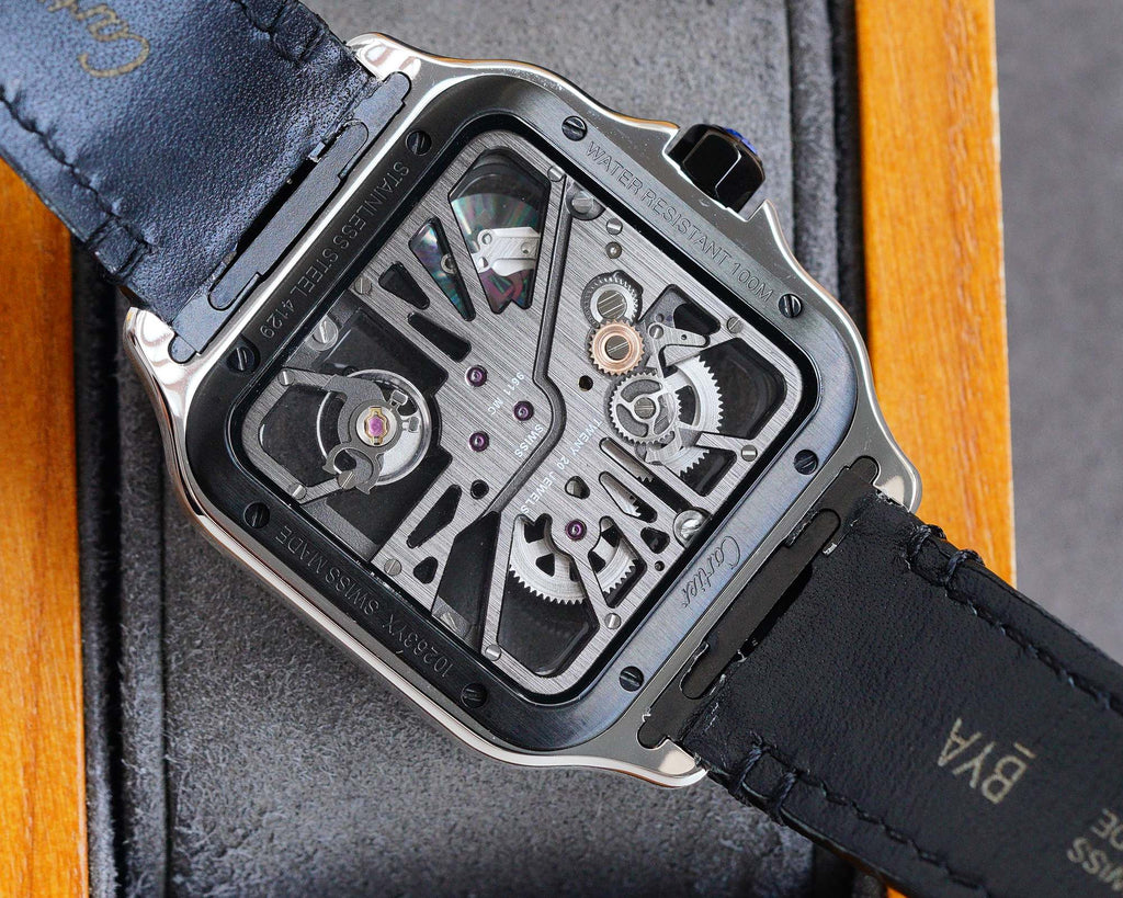 CARTIER SANTOS BLACK BEZEL SKELETON