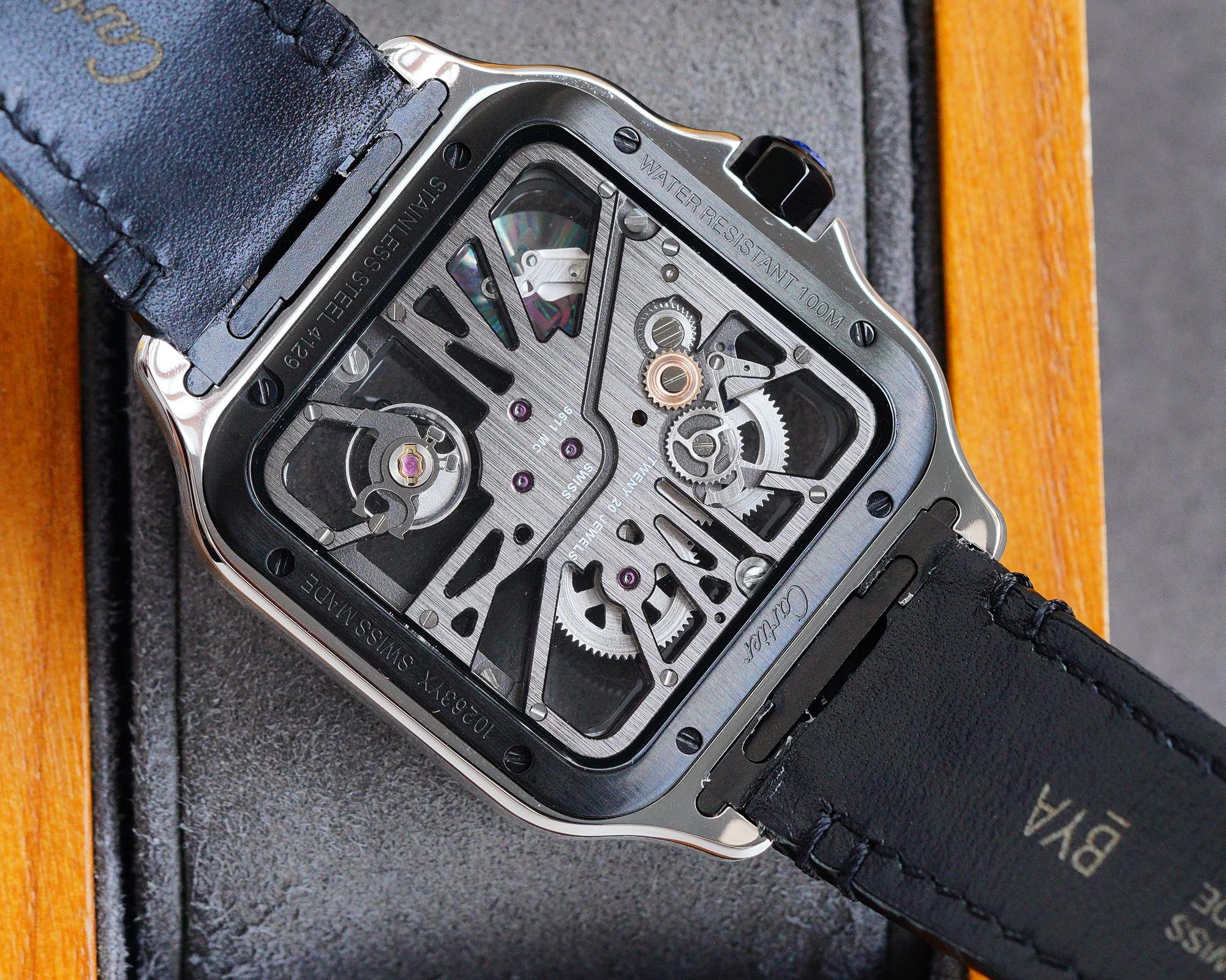 CARTIER SANTOS BLACK BEZEL SKELETON