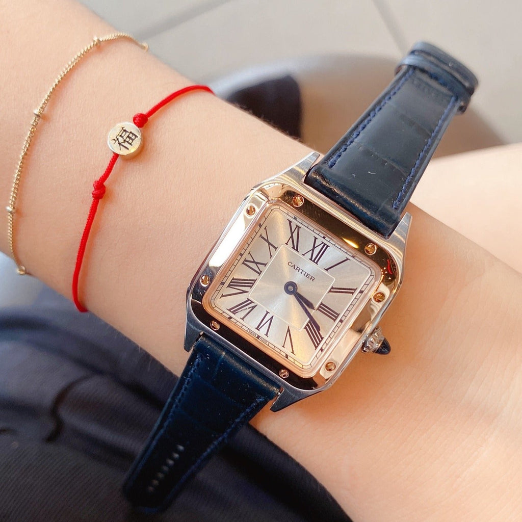 CARTIER SANTOS DE CARTIE QUARTZ 28MM ROSE GOLD STEEL