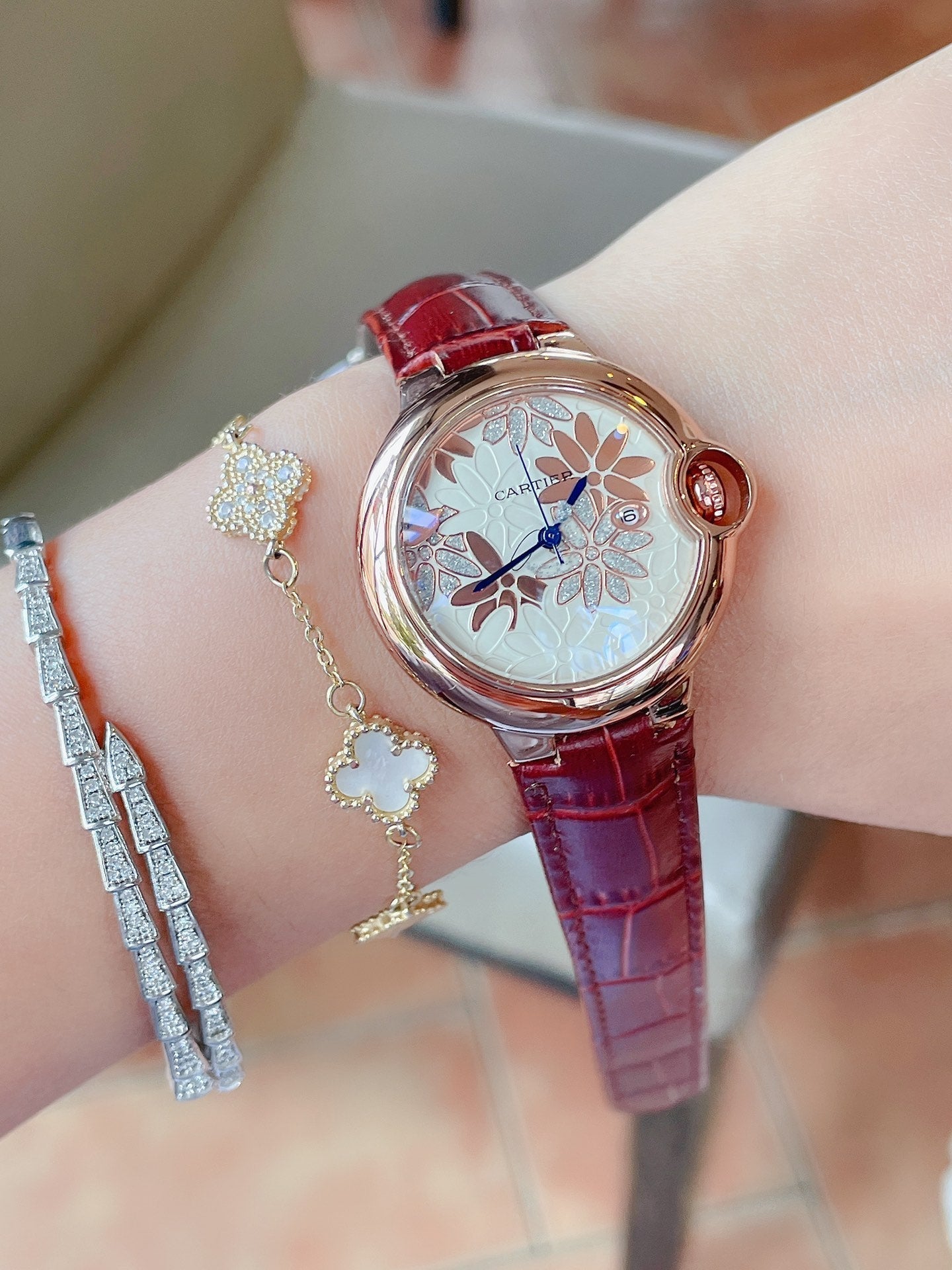 CARTIER BALLON BLEU 33MM CUSTOM DIAL LEATHER STRAP