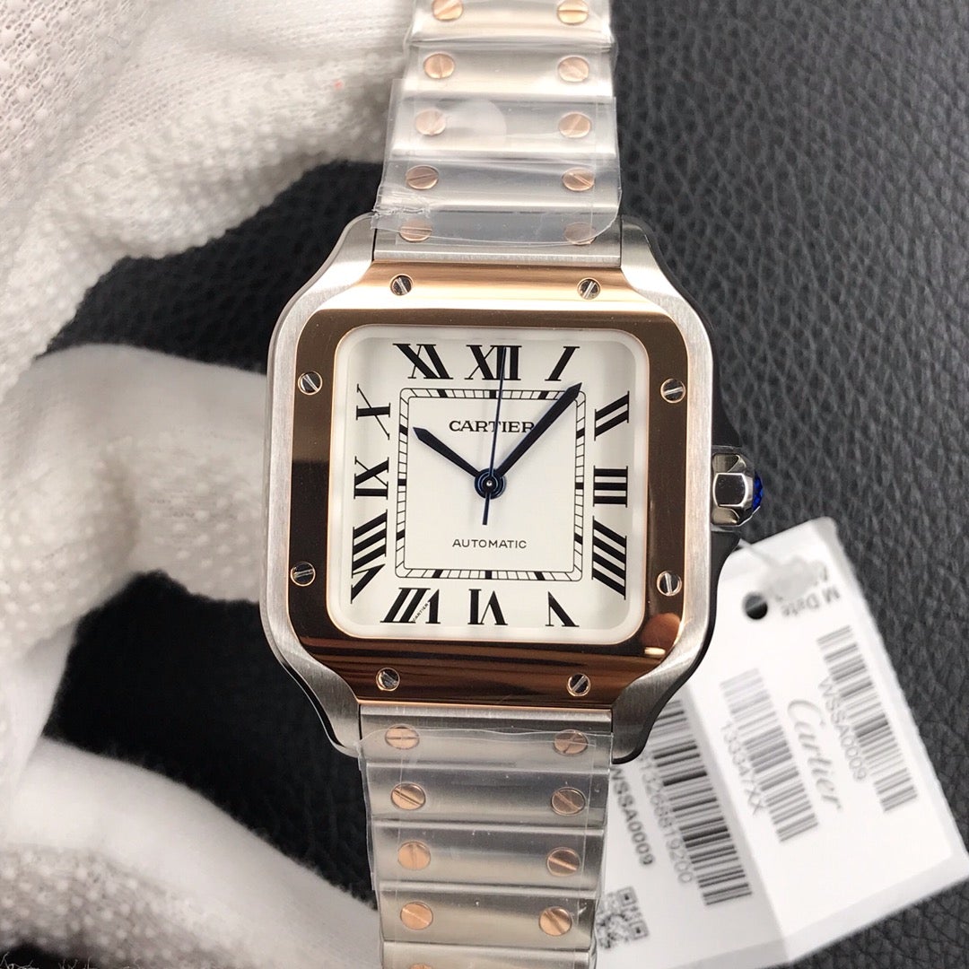 CARTIER SANTOS LADY 35.1MM ROSE GOLD STEEL