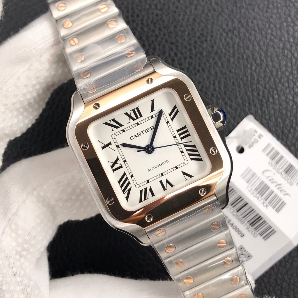 CARTIER SANTOS LADY 35.1MM ROSE GOLD STEEL